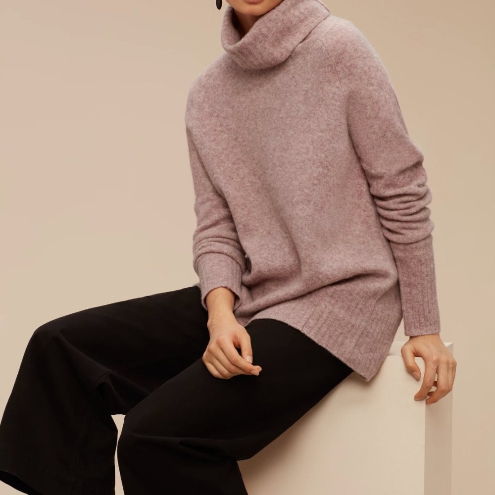 Babaton by Aritzia gray cowl neck sweater. Merino wool & yak blend. Size small